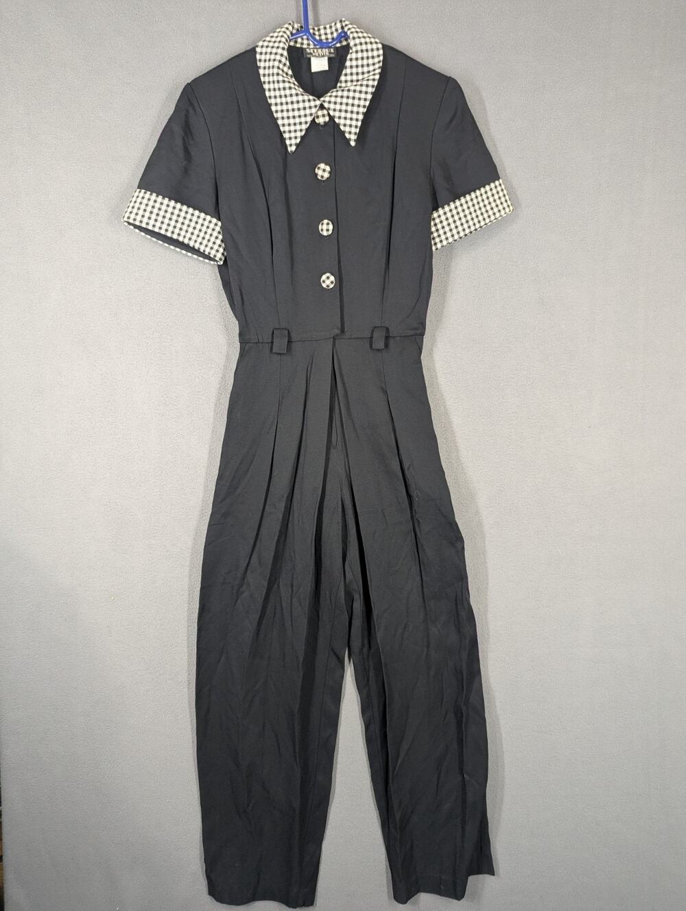 Vintage Studio Petite Jumpsuit Size 8p Black Plaid Made in USA
